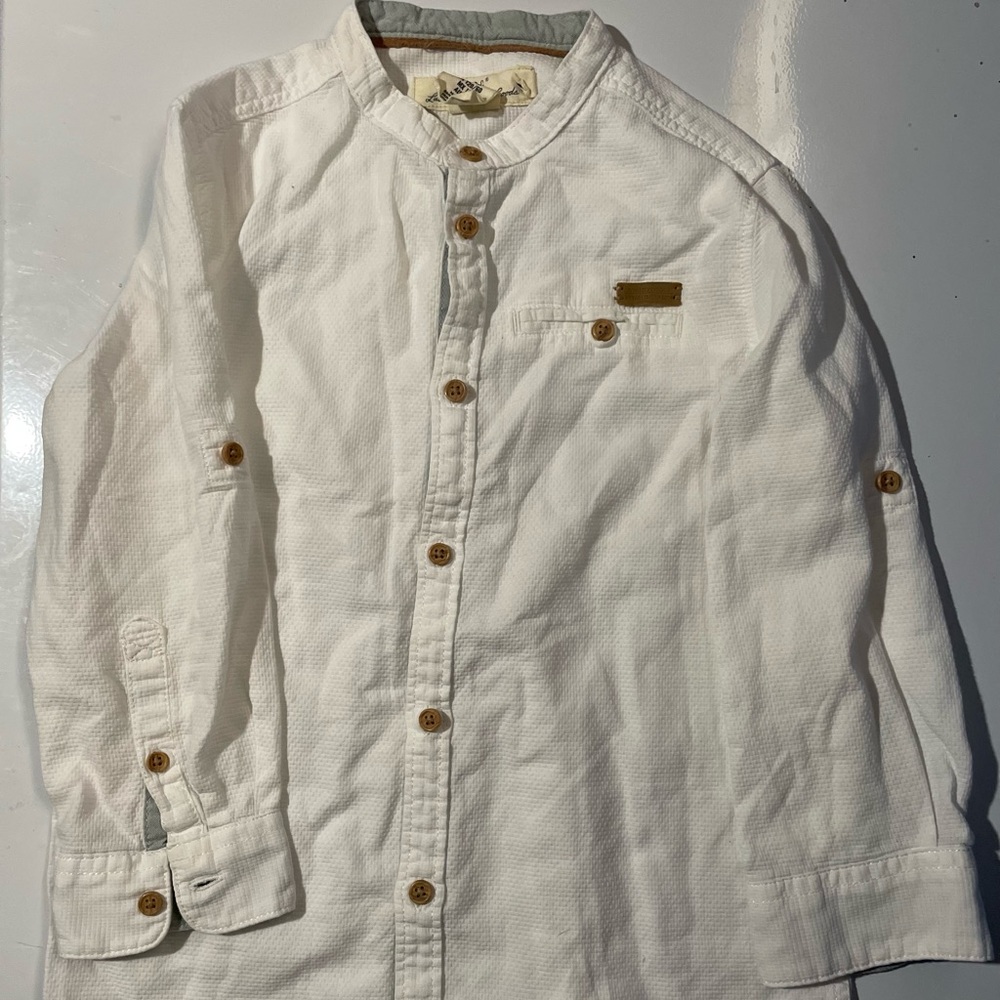 Boys white linen button down sz 5-6